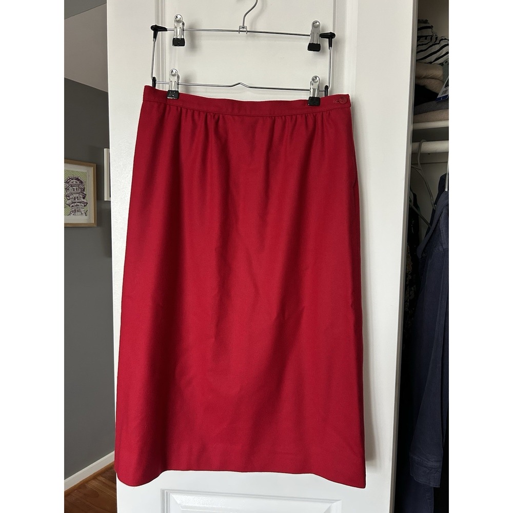 Vintage Pendleton Women's Midi Skirt Red Lined 100% Virgin Wool Size Large